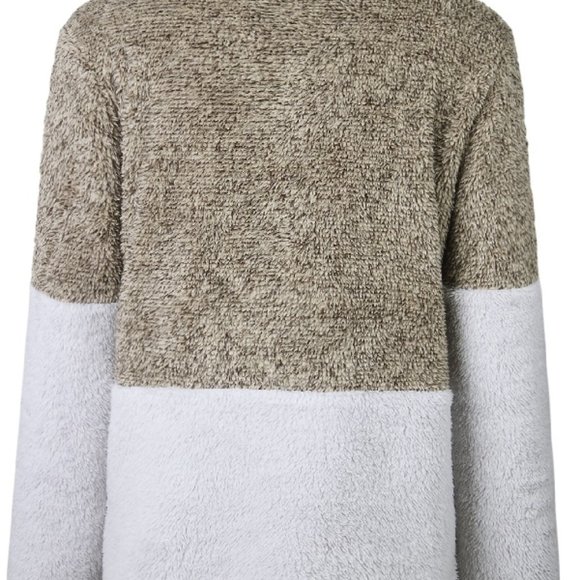 DONATED!!  Khaki & taupe half zip pullover cozy - Picture 3 of 4